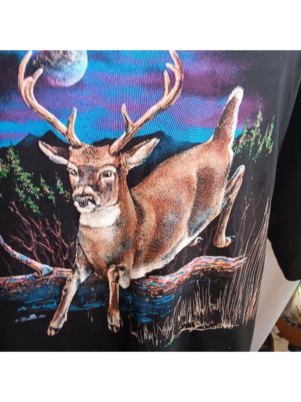 Vintage Single Stitch T-shirt XL 1994 Hazelwoods Deer NWOT NEW 1990s Nature